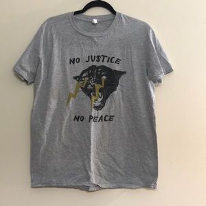 “No justice no peace” grey graphic t-shirt